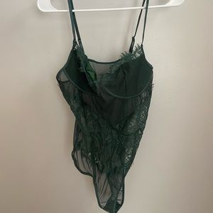 lacy dark green bodysuit